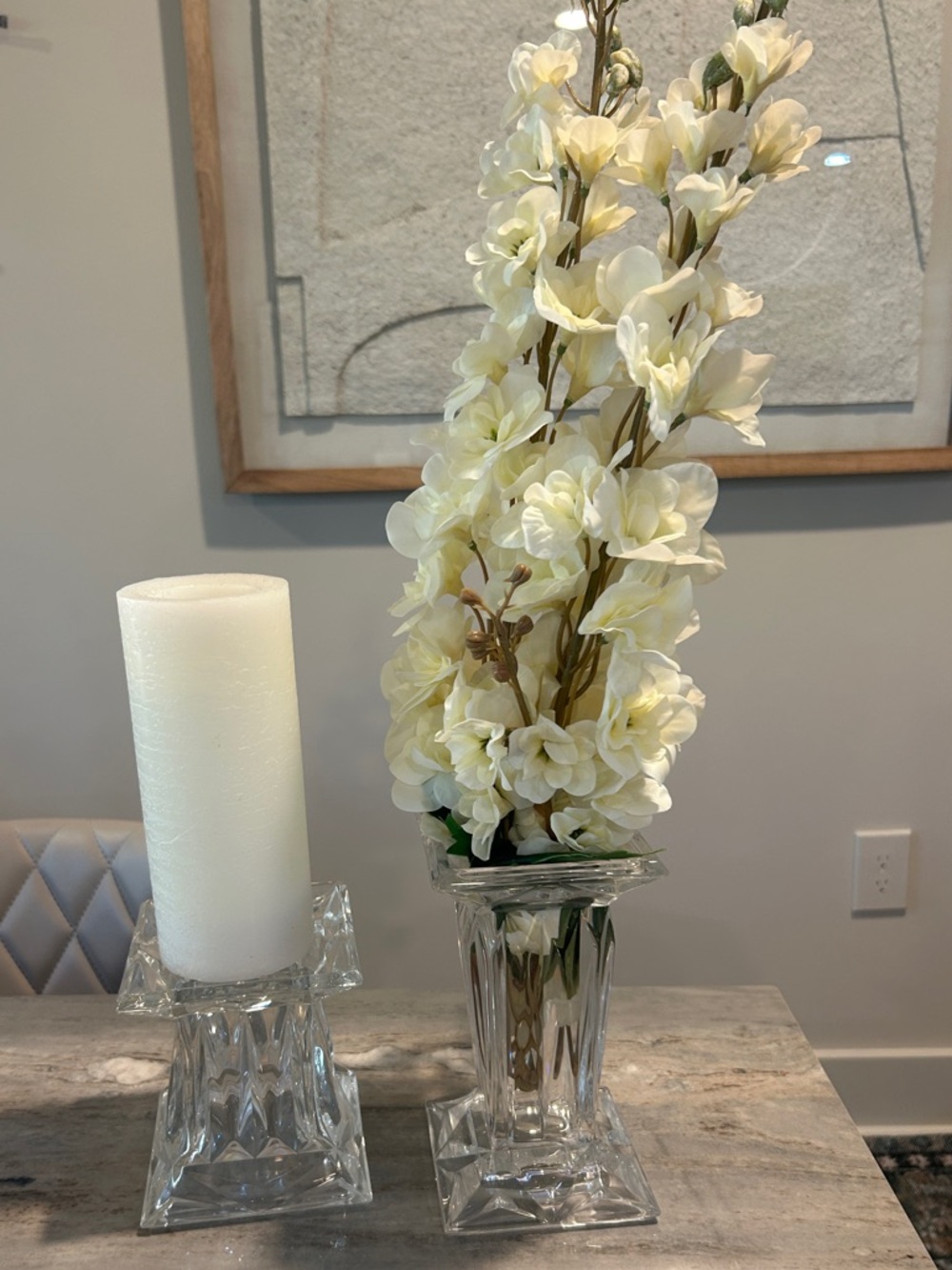 Partylite set of 2 crystal vases or candle holders home decor like new versatile